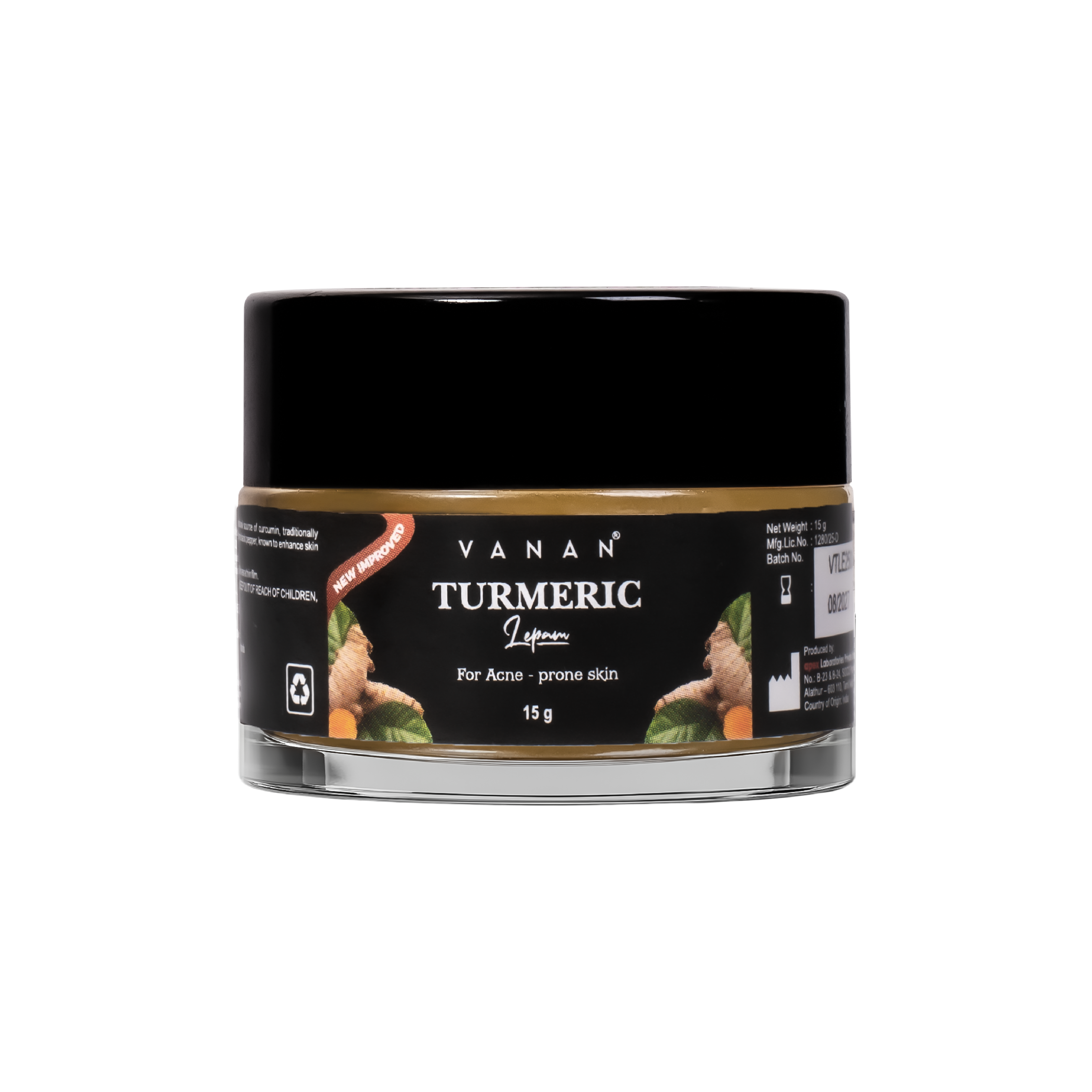 Vanar Turmeric Lotion jar on a white background