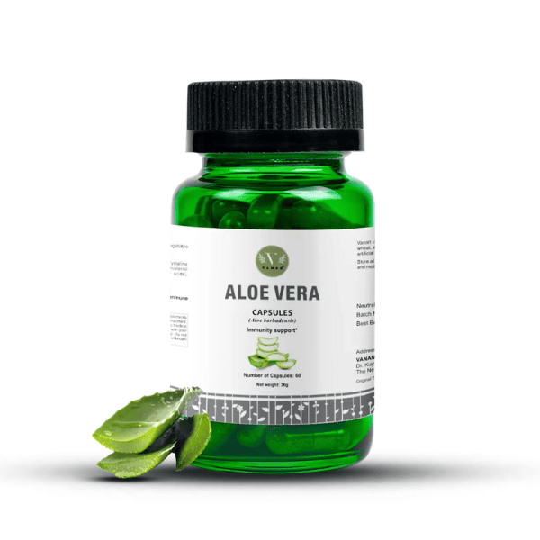 Aloe Vera Capsules | Digestive Health & Skin Wellness | 60 Capsules | Vanan Herbal