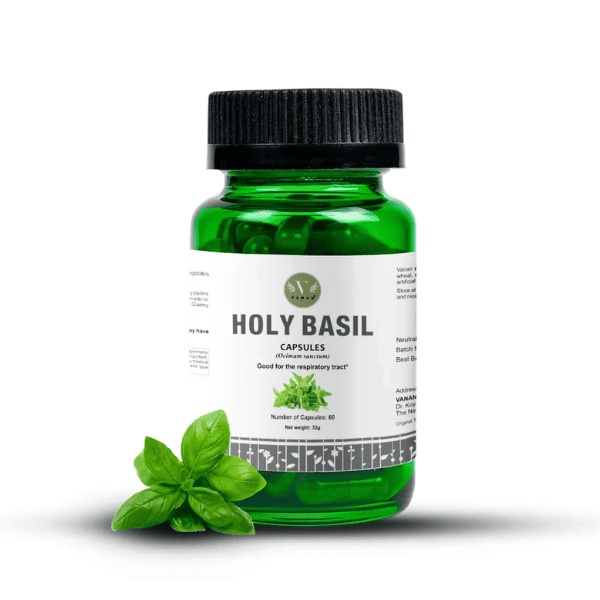 Holy Basil (Tulsi) Capsules | Stress Relief & Respiratory Support | 60 Capsules | Vanan Herbal 