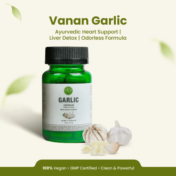 Garlic Capsules | Heart Health & Immunity Support | 60 Capsules| Vanan Herbal 