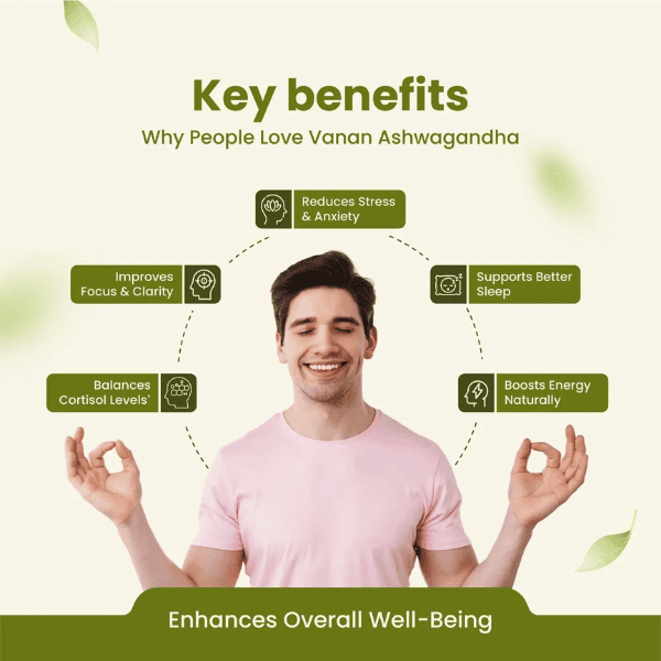 Ashwagandha Capsules | Premium Ayurvedic Herb for General Wellness | 60 Capsules | Vanan Herbal 