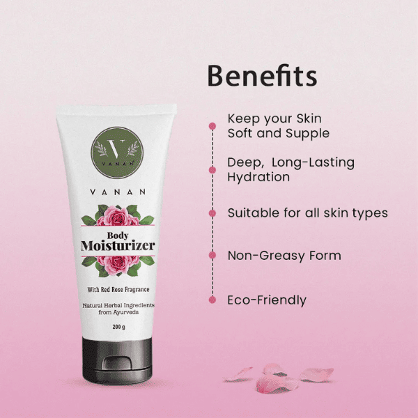 Vanan Moisturizer Red Rose – 200g | Radiant Hydrating Body Cream 