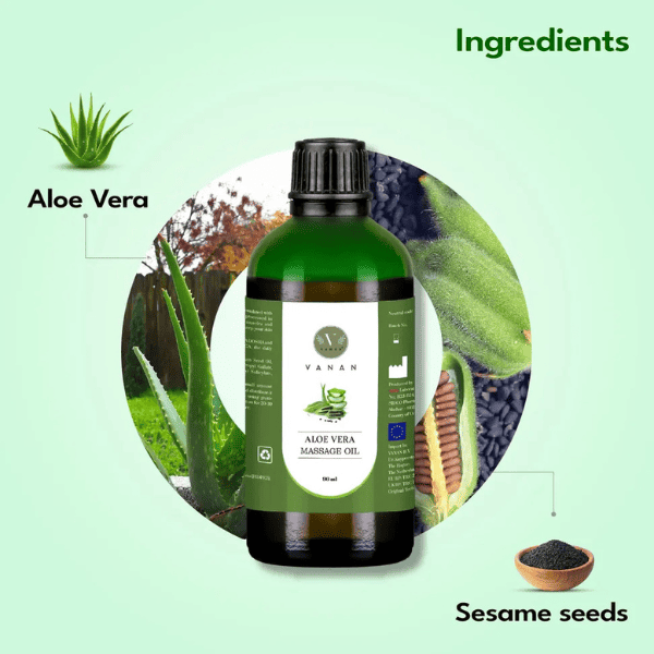 Aloe Vera Massage Oil – 90 ml | Natural Moisturizing & Soothing Body Oil | Vanan Herbal 