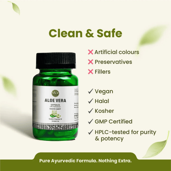 Aloe Vera Capsules | Digestive Health & Skin Wellness | 60 Capsules | Vanan Herbal