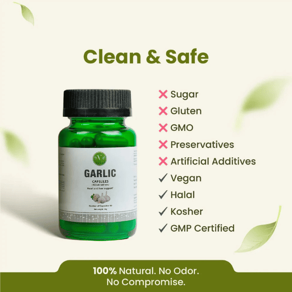 Garlic Capsules | Heart Health & Immunity Support | 60 Capsules| Vanan Herbal 
