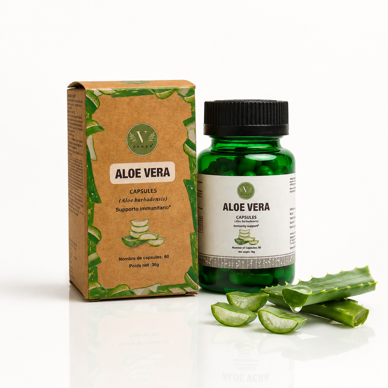 Aloe Vera Capsules | Digestive Health & Skin Wellness | 60 Capsules | Vanan Herbal 