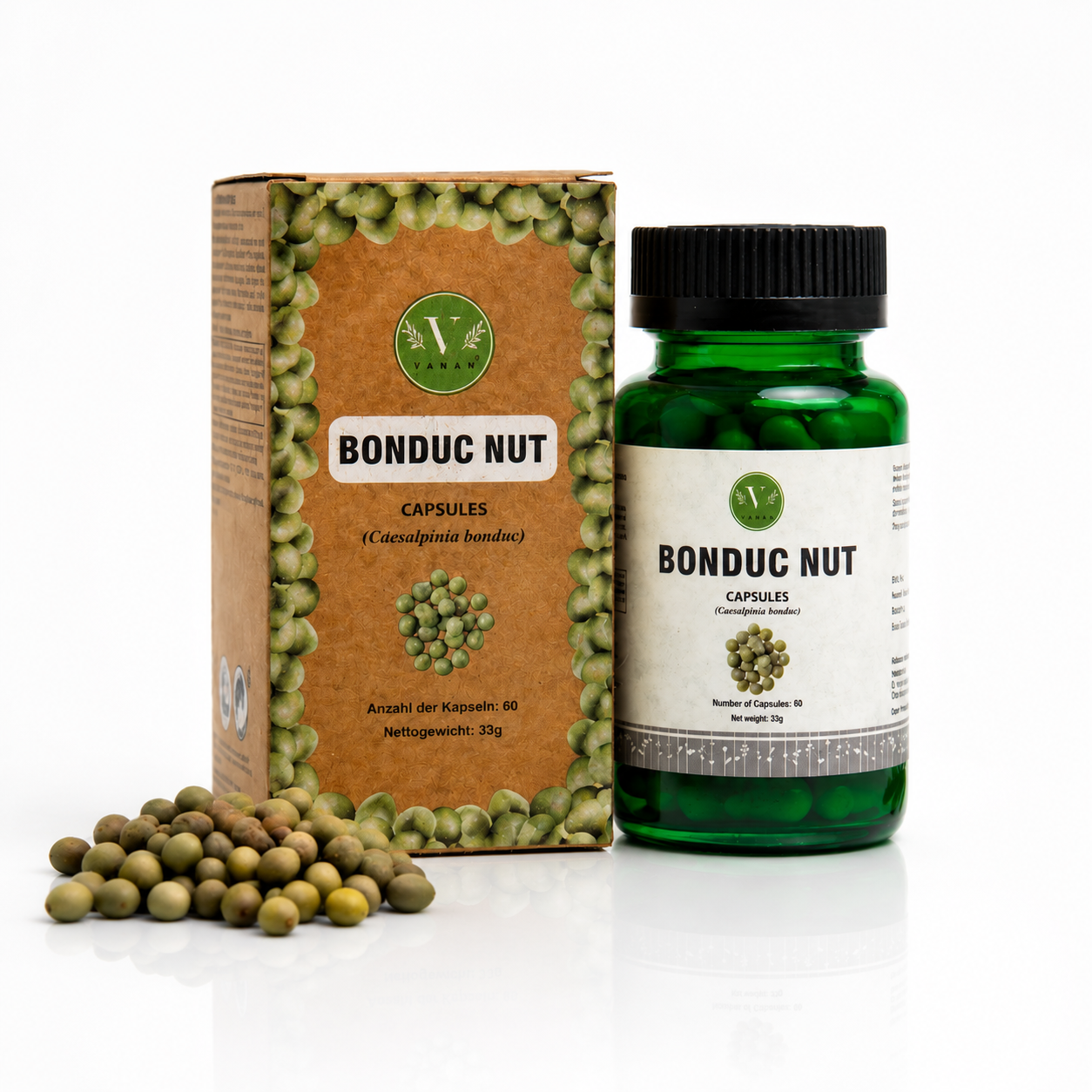 Bonduc Nut Capsules | Metabolism & Immune Health Support | 60 Capsules| Vanan Herbal 