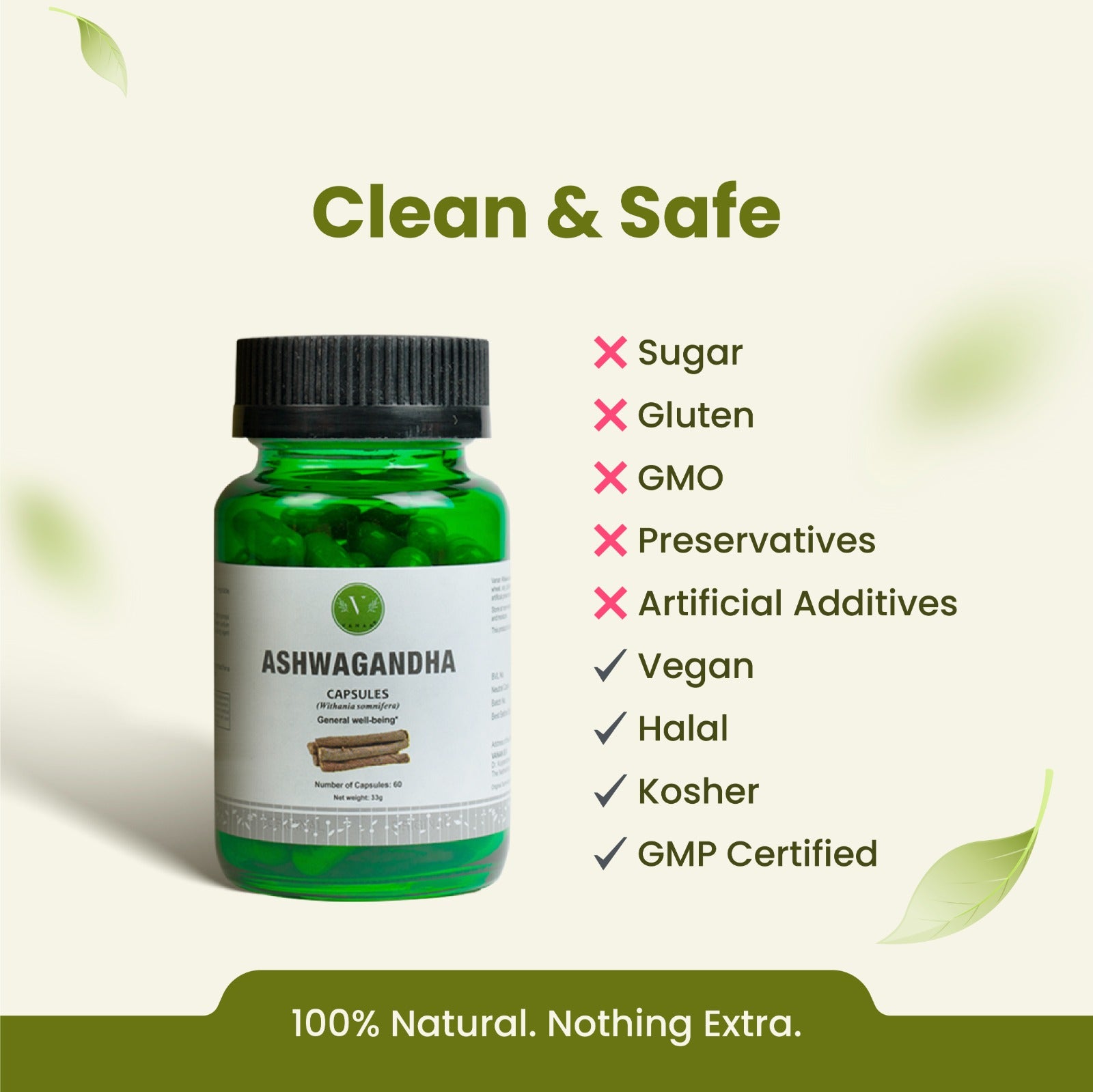 Ashwagandha Capsules | Premium Ayurvedic Herb for General Wellness | 60 Capsules | Vanan Herbal