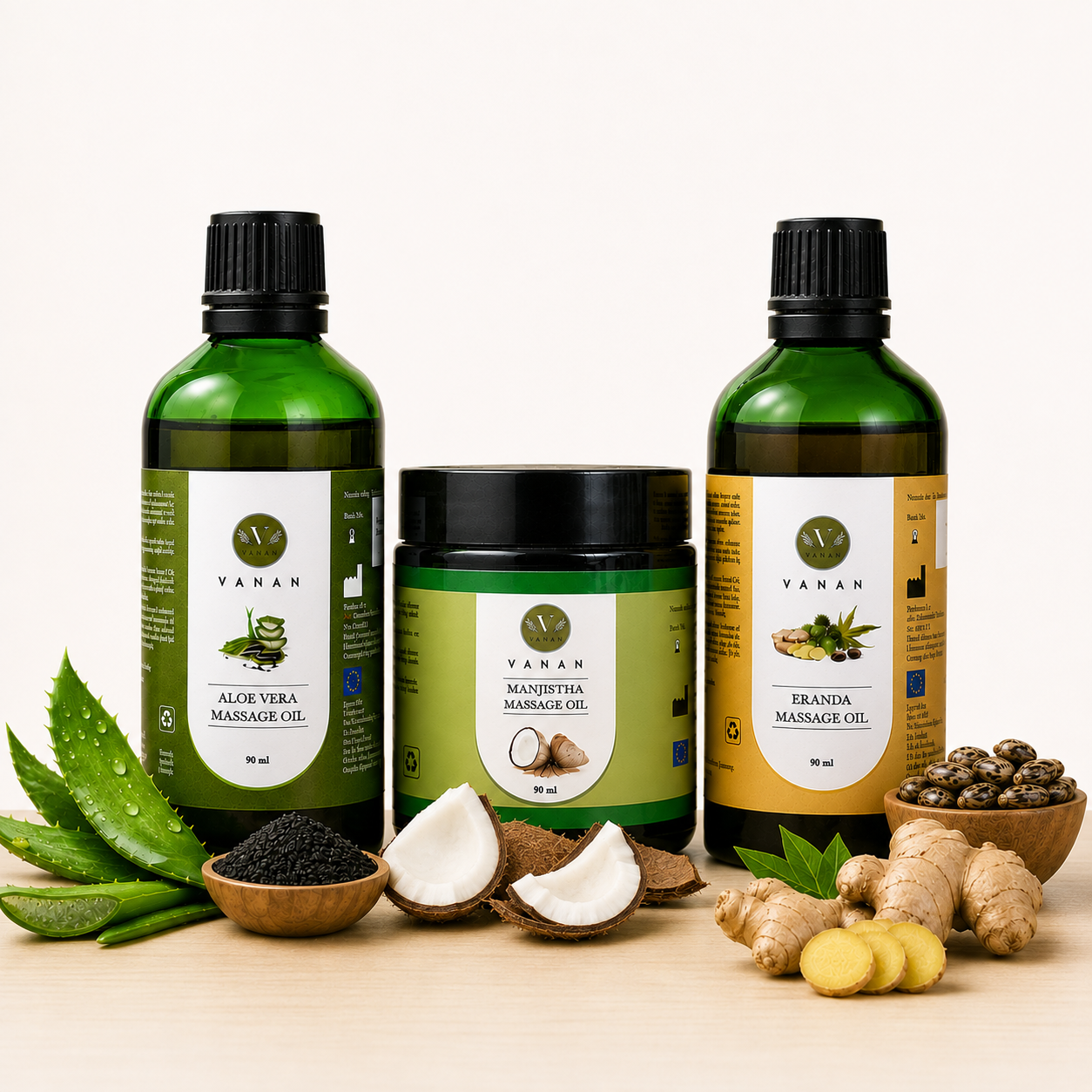 Abhyanga Bundle | Ayurvedic Massage Oils for Rejuvenation & Nourishment | Vanan Herbal 