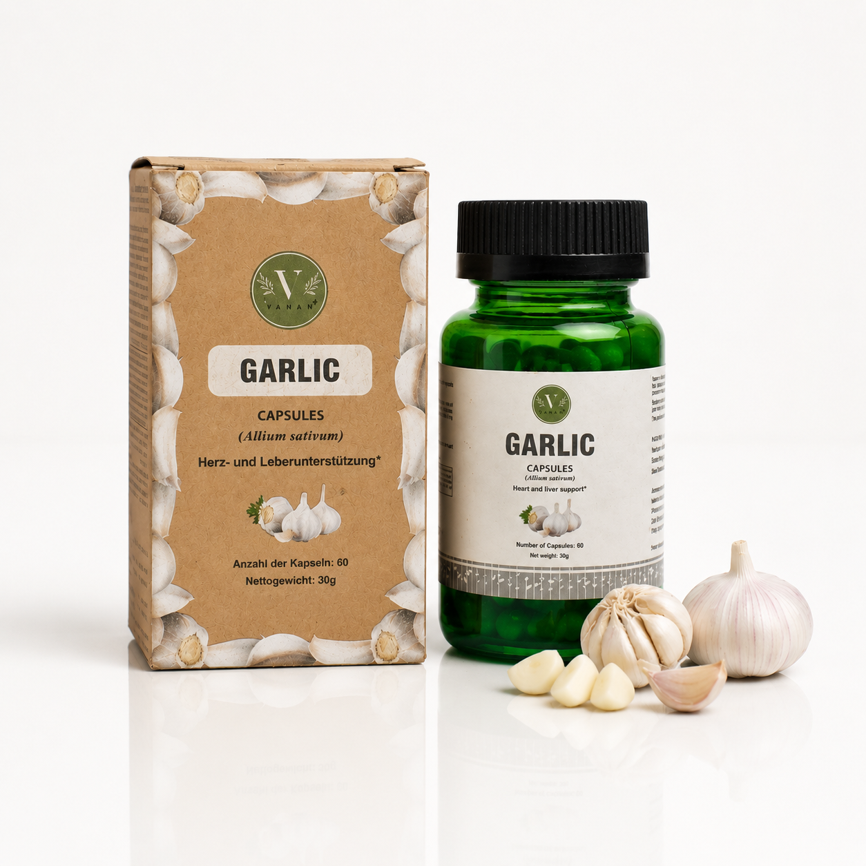 Garlic Capsules | Heart Health & Immunity Support | 60 Capsules| Vanan Herbal 