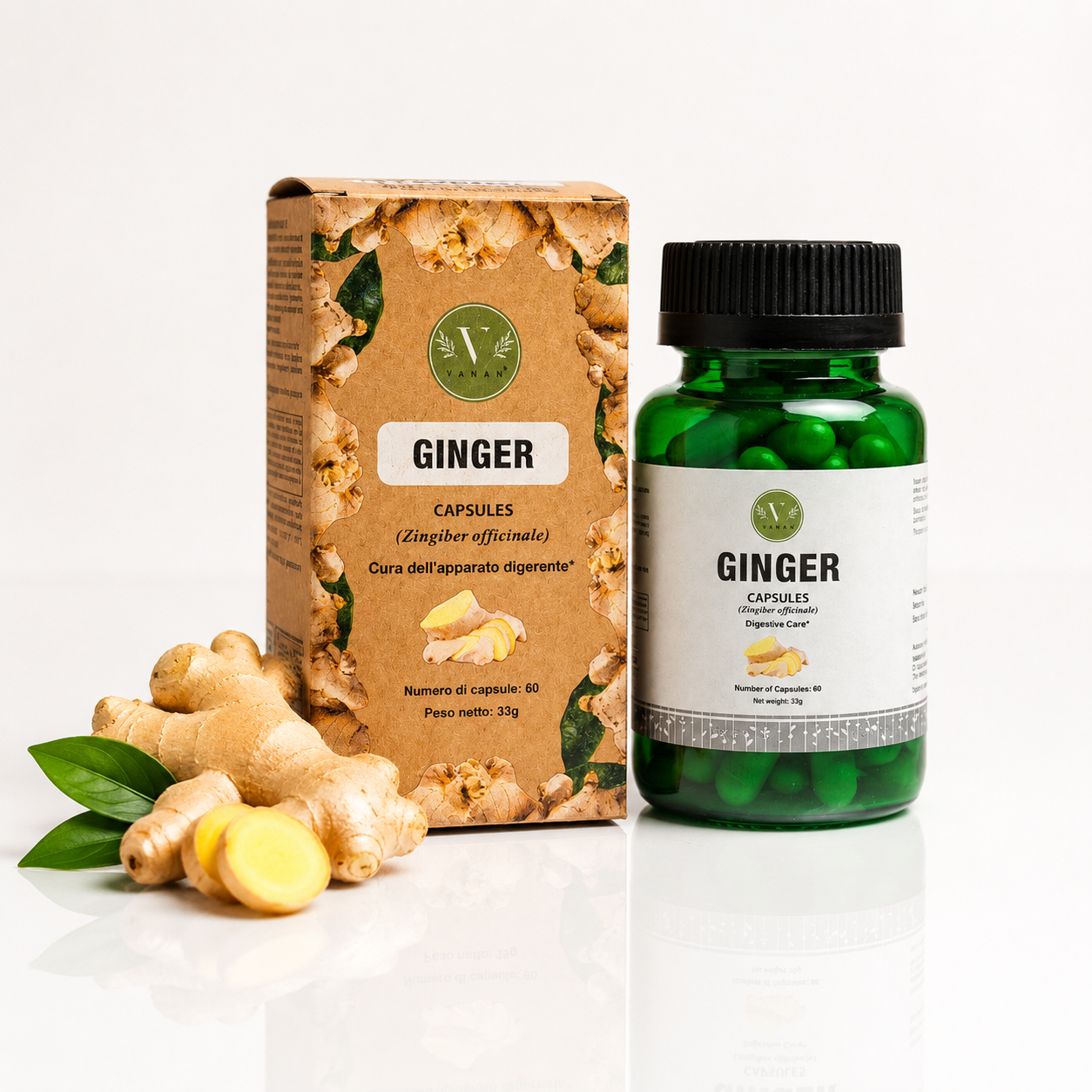 Ginger Capsules | Digestive Health & Anti-Inflammatory Support | 60 Capsules | Vanan Herbal 
