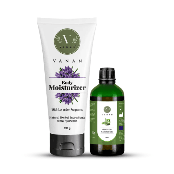 Lavender Moisturiser & Body Massage Oil Combo | Skin Hydration & Relaxation Care | Vanan Herbal 
