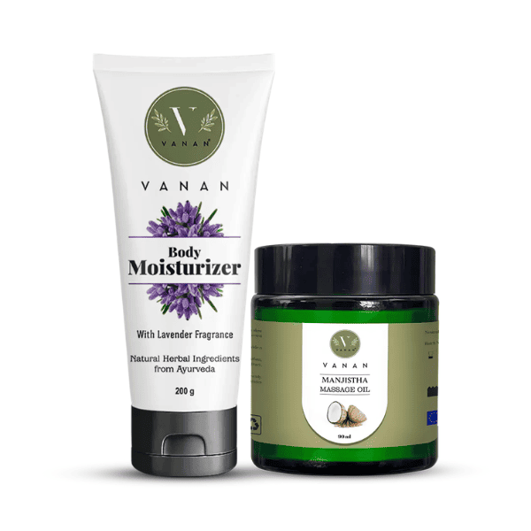 Lavender Moisturiser & Body Massage Oil Combo | Skin Hydration & Relaxation Care | Vanan Herbal 