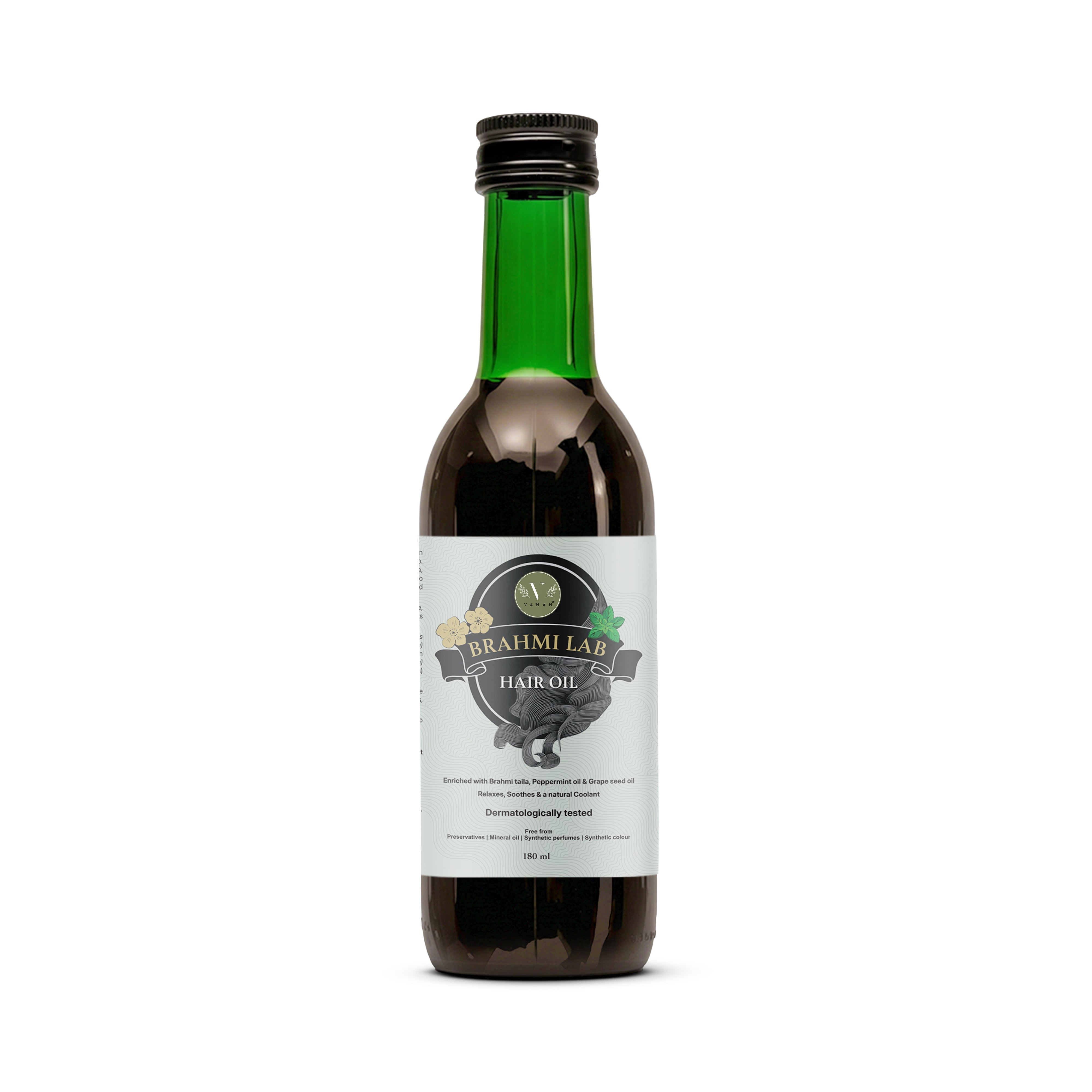 Brahmi Lab Hair Oil (180 ml) | Ayurvedic Scalp & Hair Care Oil | Vanan Herbal 