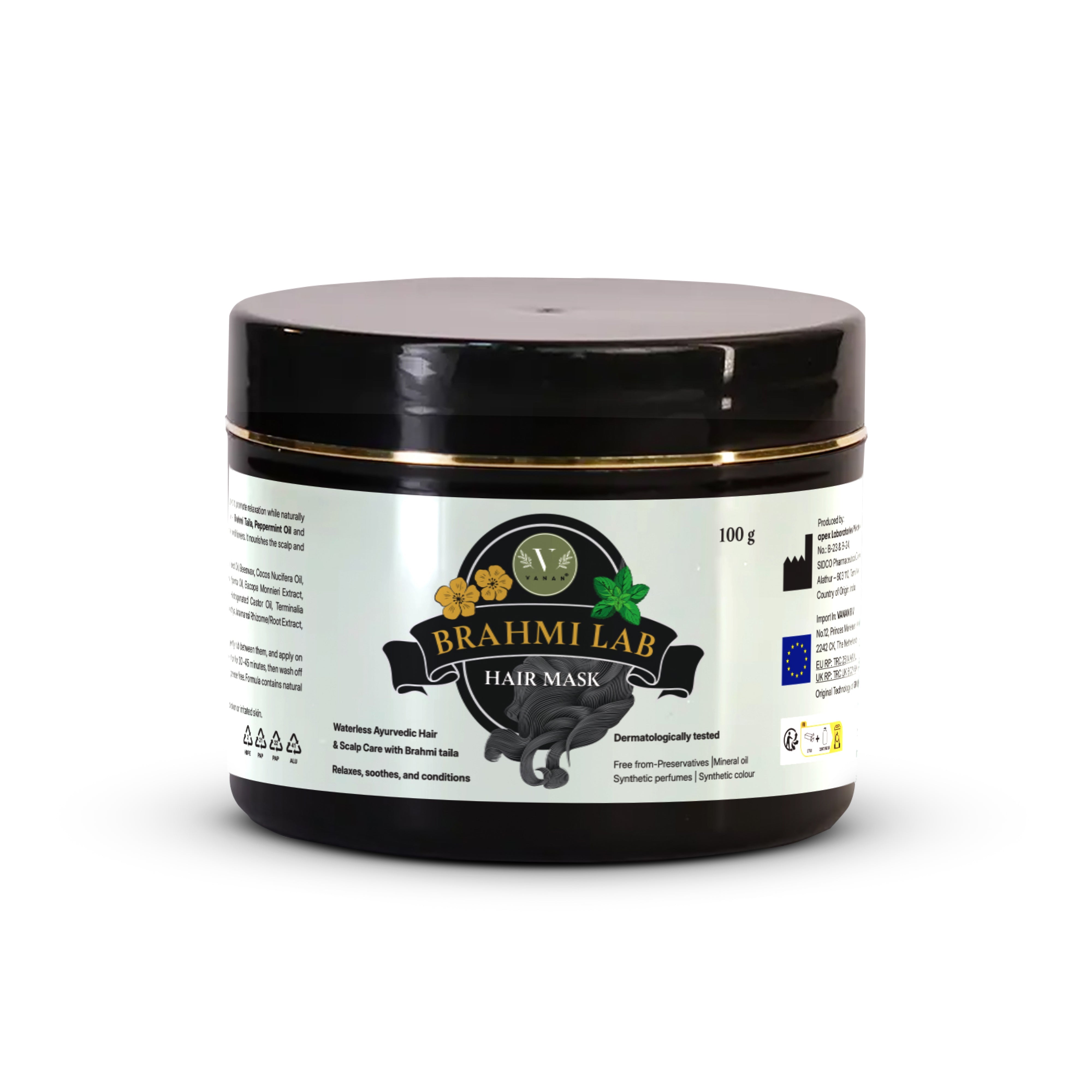 Brahmi Lab Hair Mask (100 g) | Ayurvedic Hair Mask for Scalp Wellness | Vanan Herbal 