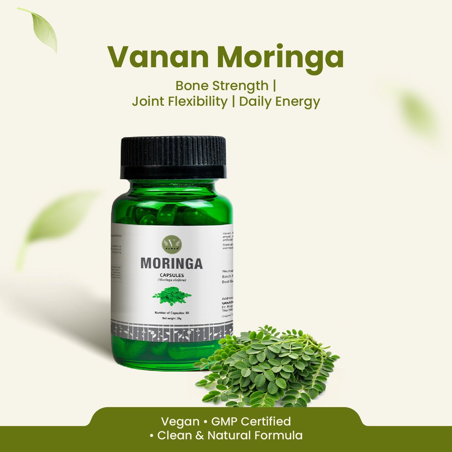 Moringa Capsules | Superfood Voeding & Energie Ondersteuning | 60 Capsules | <tc>Vanan Herbal</tc>
