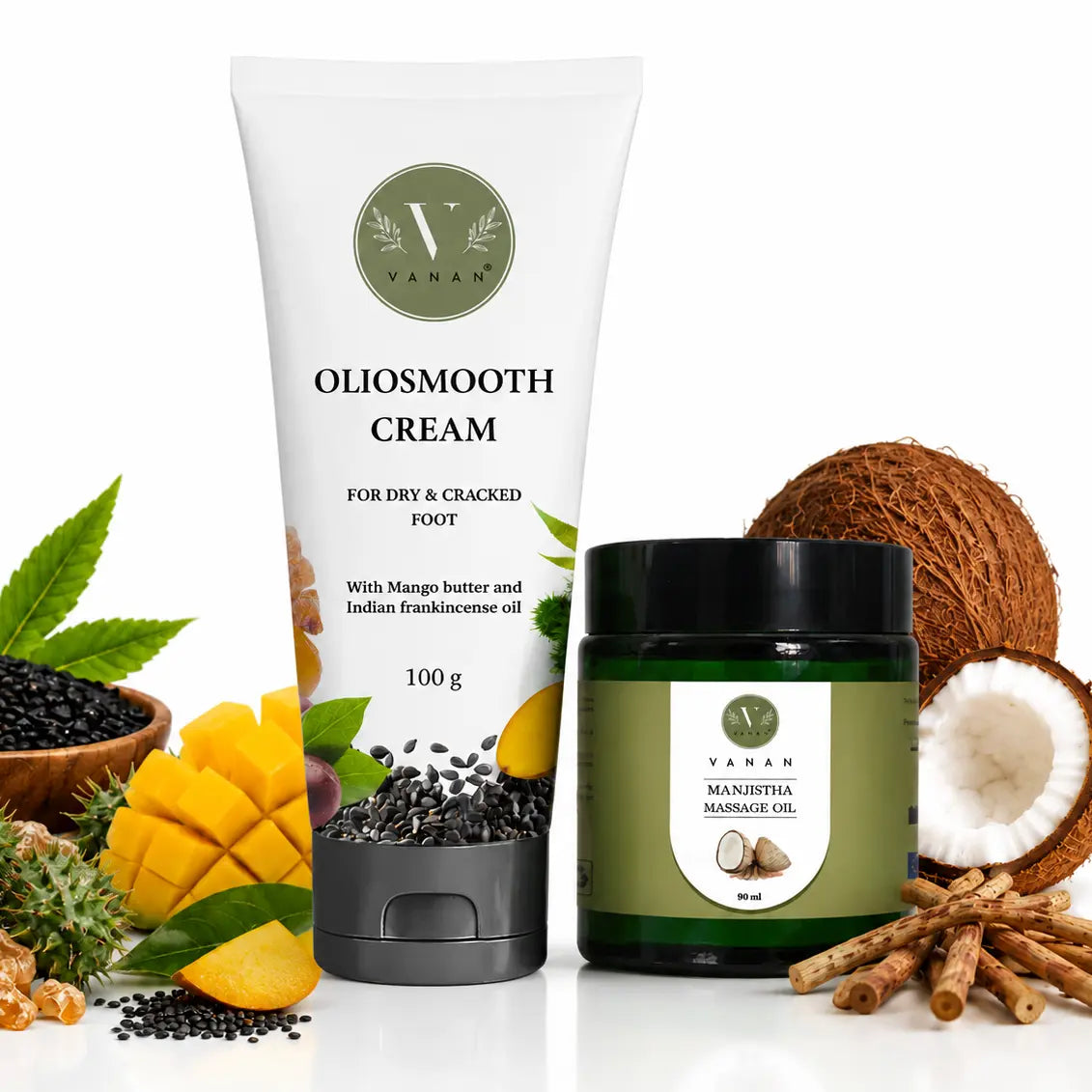 Foot Repair & Body Massage Oil Bundle | Cracked Heels & Body Relaxation | Vanan Herbal