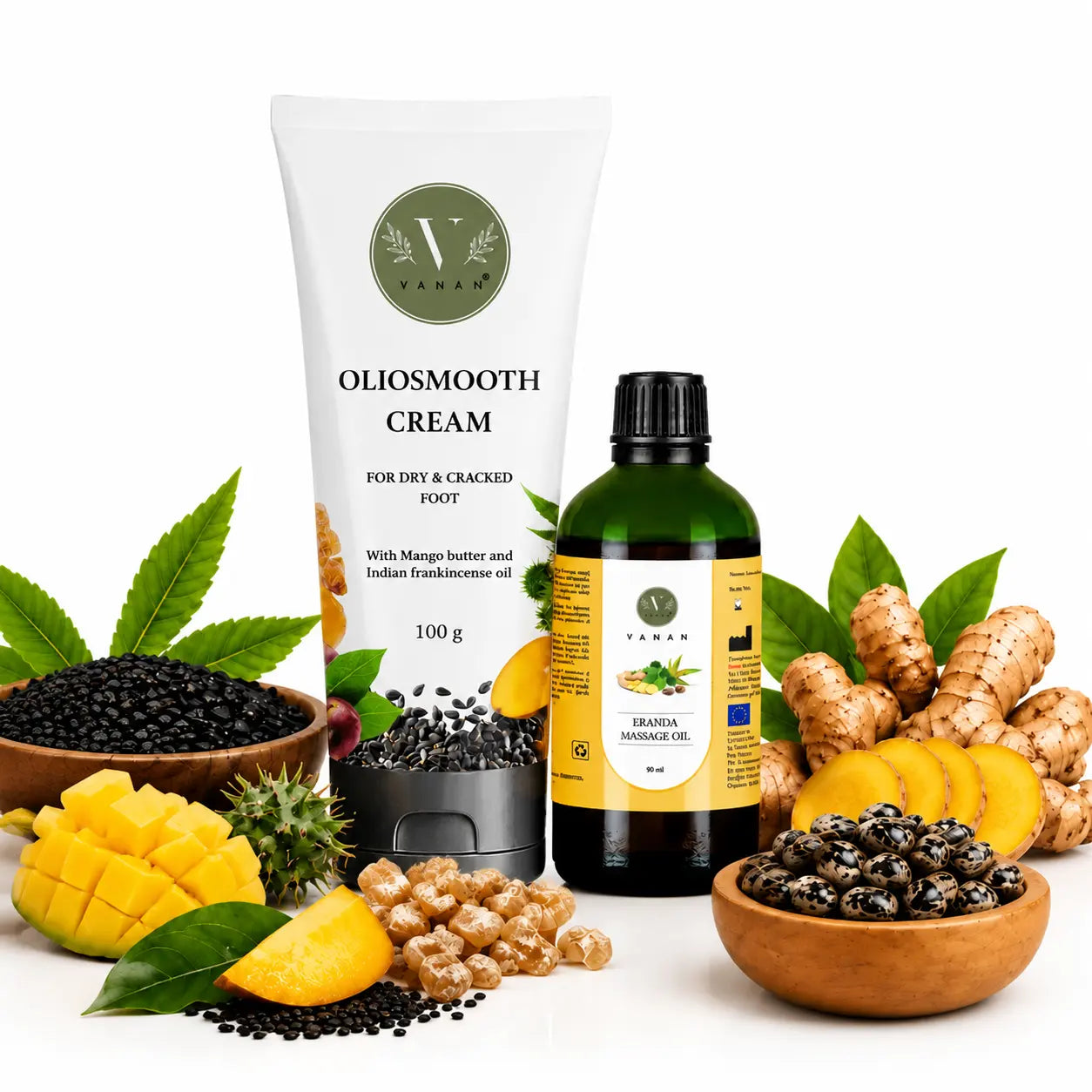Foot Repair & Body Massage Oil Bundle | Cracked Heels & Body Relaxation | Vanan Herbal