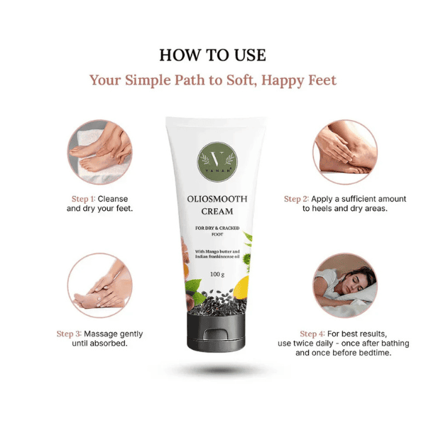 Oliosmooth Foot Cream | Foot Cream for Dry, Cracked Heels | Vanan Herbal 