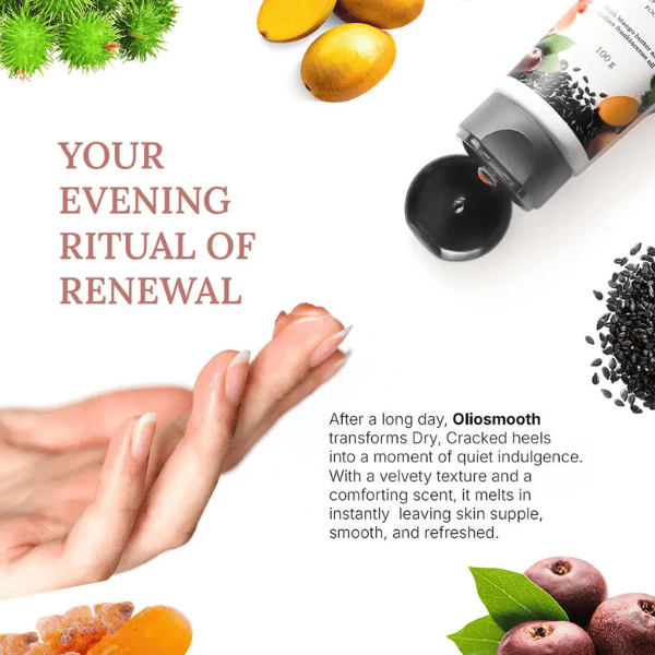 Oliosmooth Foot Cream with Foot Scrubber | Foot Cream for Dry, Cracked Heels | Vanan Herbal 