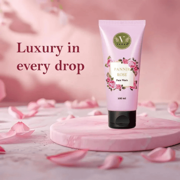 Pannir Rose Face Wash | Gentle Hydrating & Brightening Cleanser | Vanan Herbal 