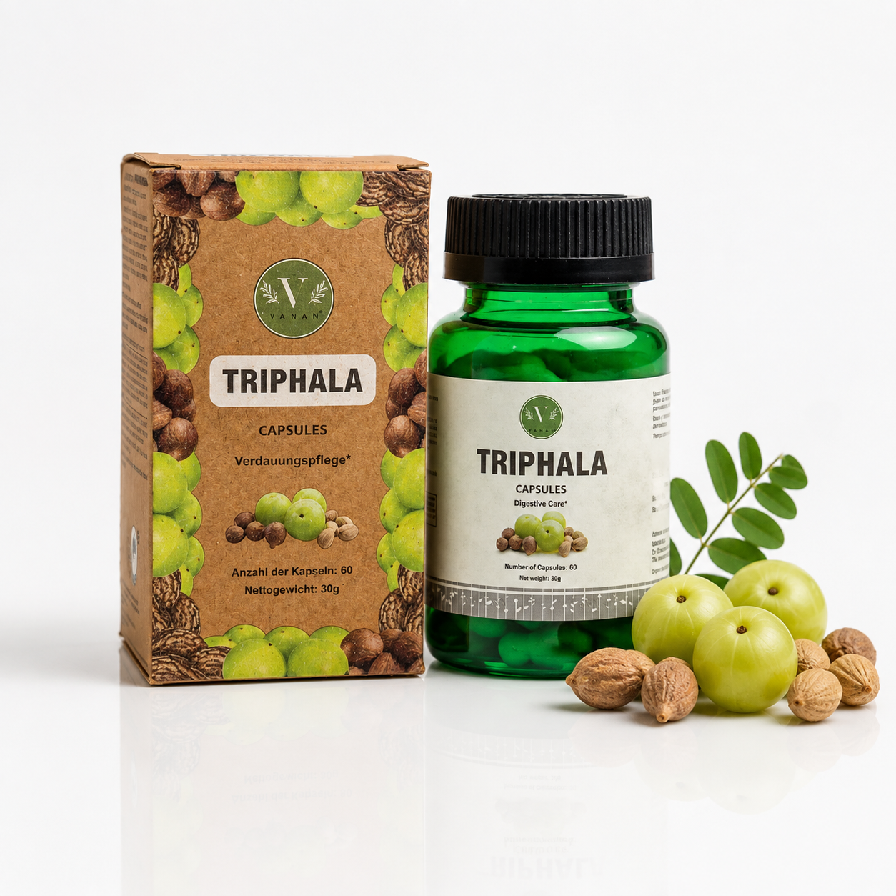 Triphala Capsules | Digestive Cleanse & Detox Support | 60 Capsules | Vanan Herbal 