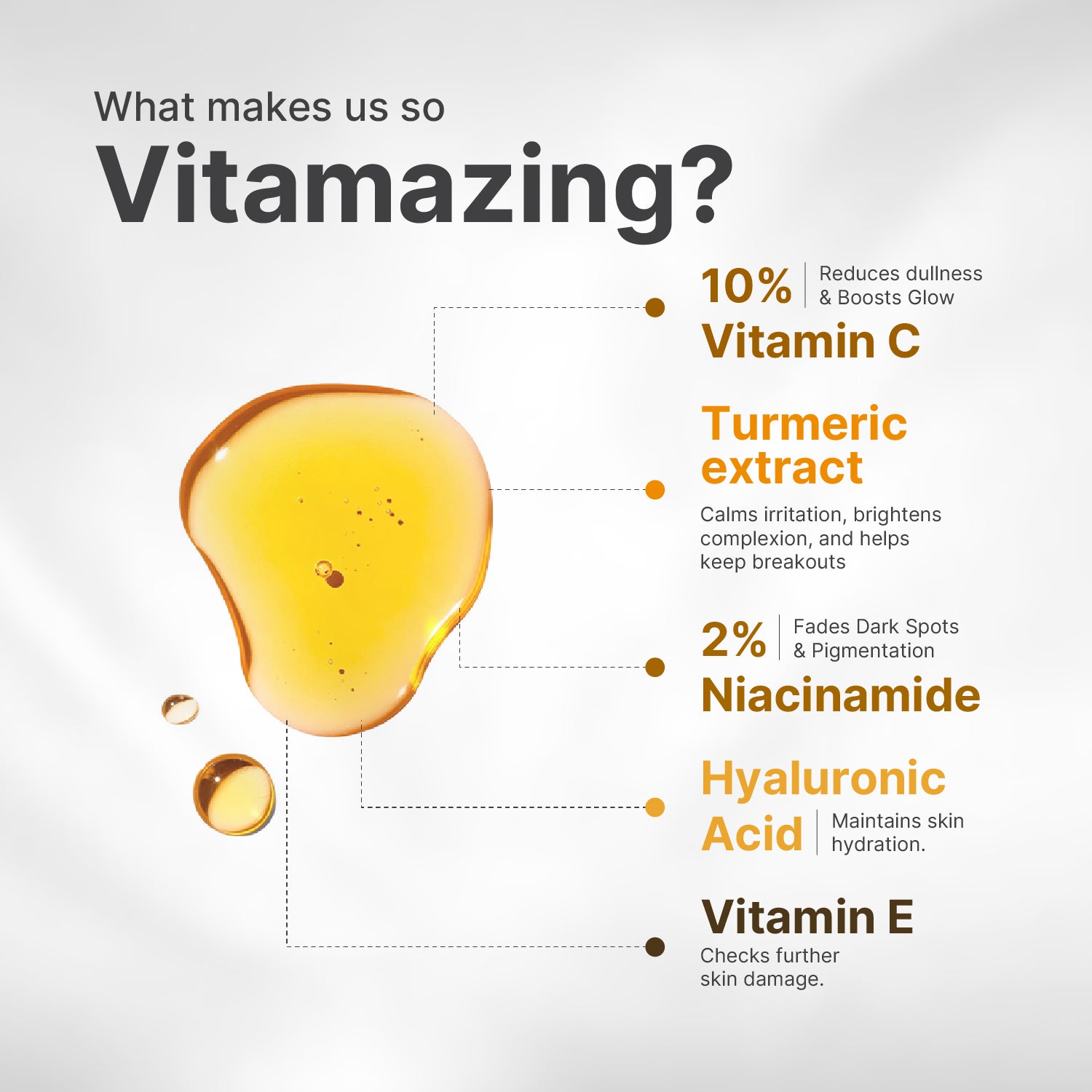 Vitamazing skincare product with ingredients listed on a light gray background