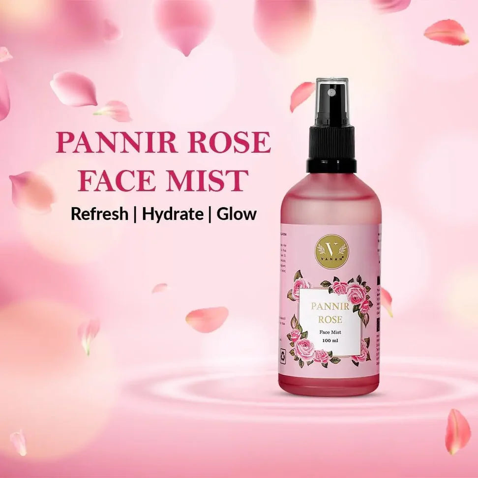 Pannir Rose Face Mist | Instant Hydration & Radiance Boost | Vanan Herbal 