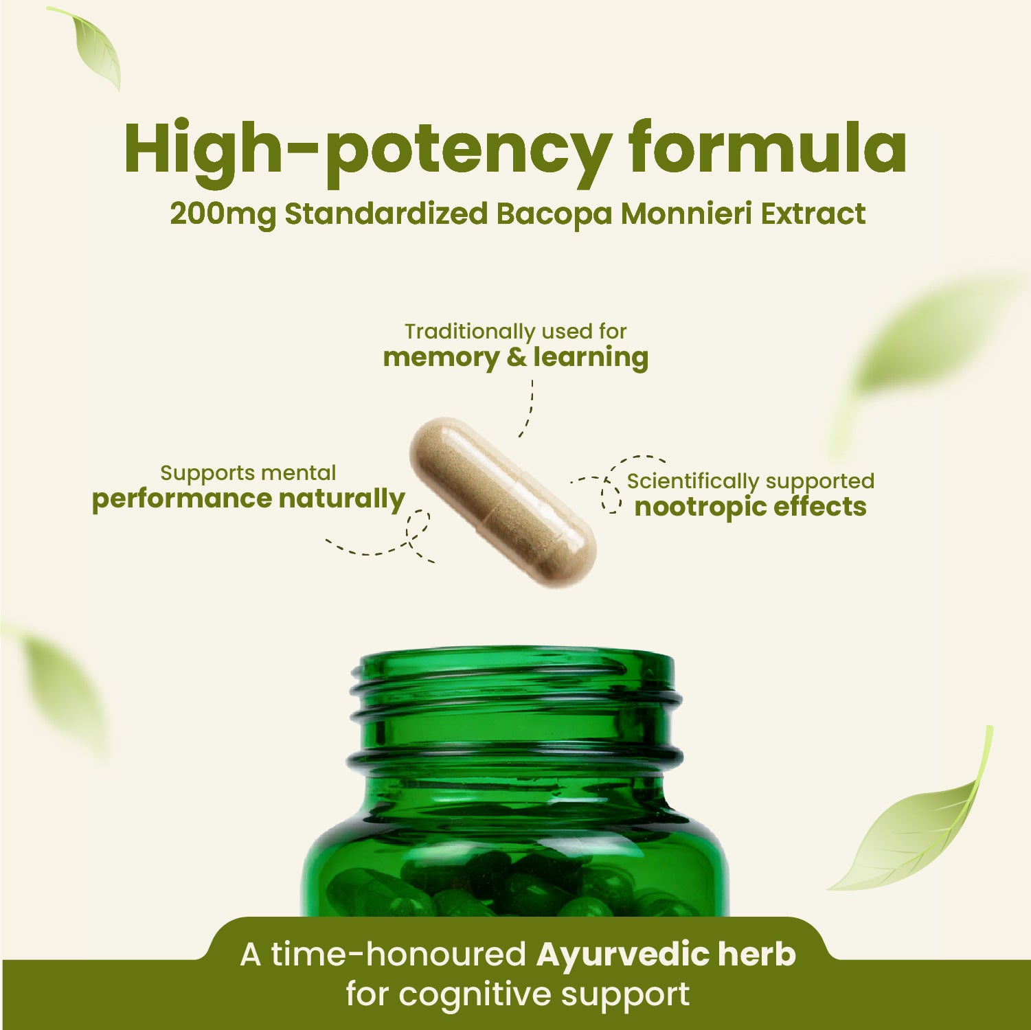 <tc>Brahmi</tc> Capsules | Geheugen, Focus & Mentale Helderheid | 60 Capsules | <tc>Vanan Herbal</tc>