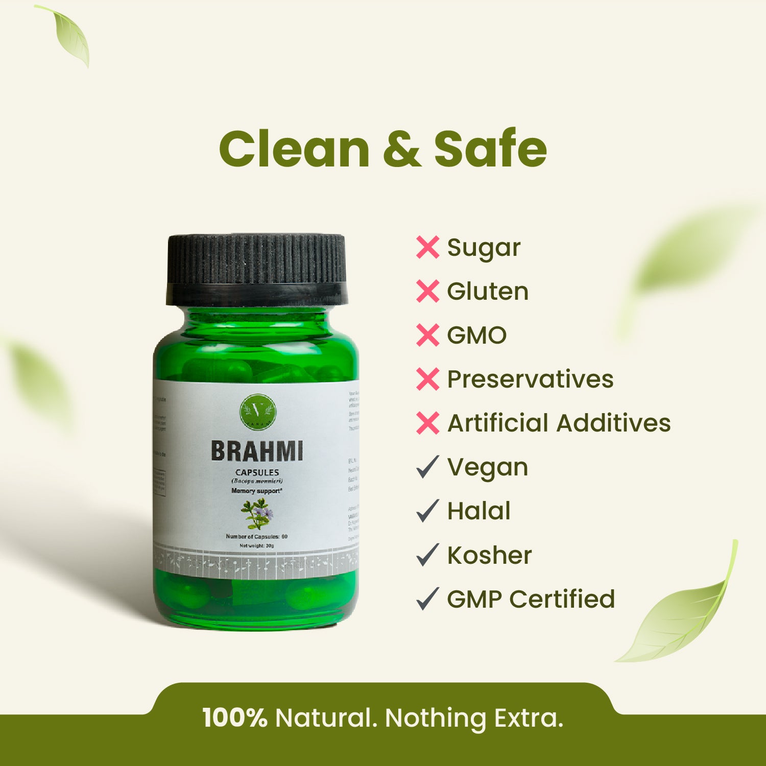 <tc>Brahmi</tc> Capsules | Geheugen, Focus & Mentale Helderheid | 60 Capsules | <tc>Vanan Herbal</tc>