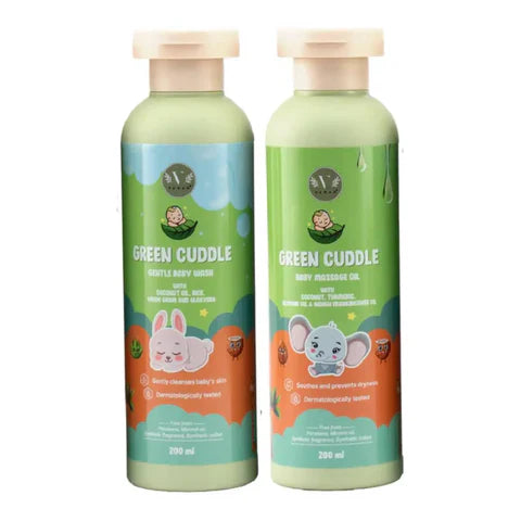 Vanan Herbal Gentle Baby Care Duo | Body Wash & Massage Oil | 200 ml Each 
