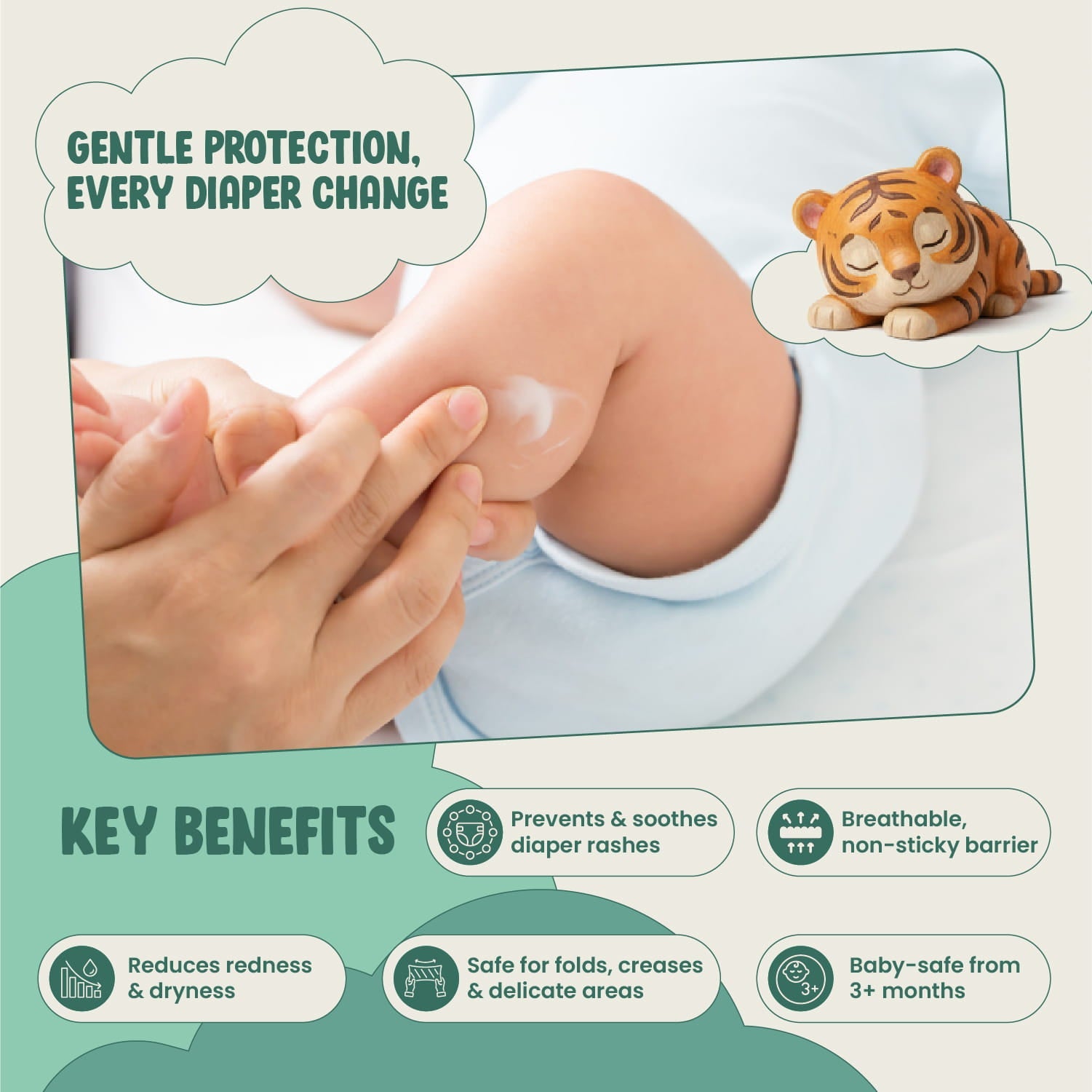 Baby Rash Cream | Gentle Daily Protection for Delicate Skin | 100 g | Vanan Herbal 
