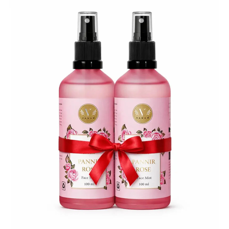 Pannir Rose Face Mist (Pack of 2) | Instant Hydration & Radiance Boost | Vanan Herbal 