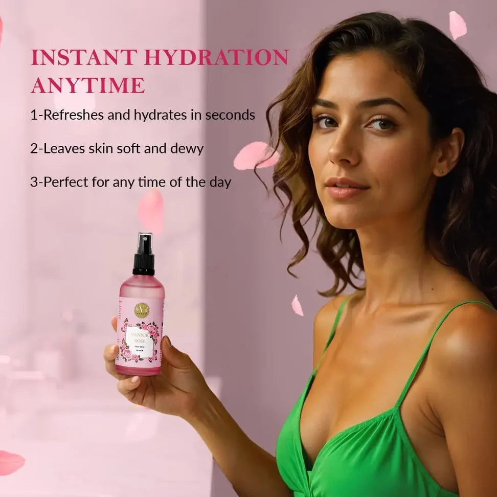 Pannir Rose Face Mist (Pack of 2) | Instant Hydration & Radiance Boost | Vanan Herbal 