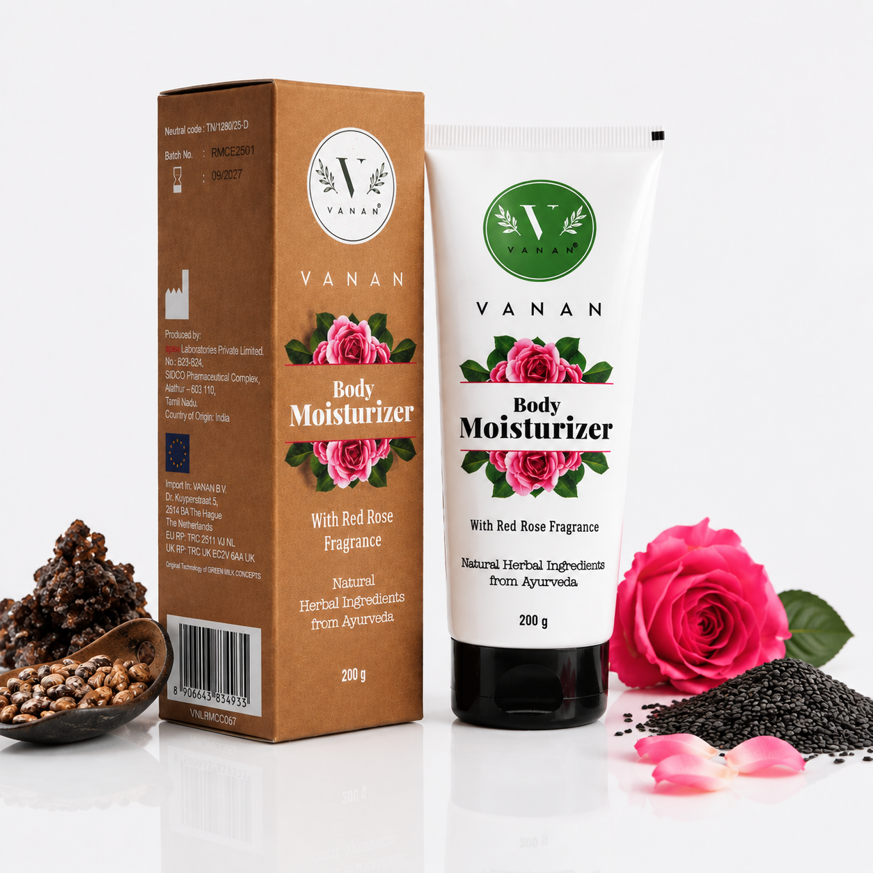 Vanan Moisturizer Red Rose – 200g | Radiant Hydrating Body Cream 