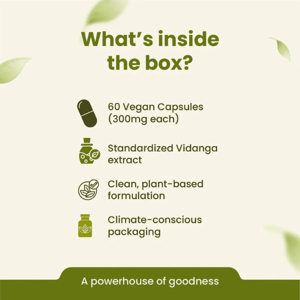Vidanga Capsules | Digestive Support & Natural Detox | 60 Capsules | Vanan Herbal 