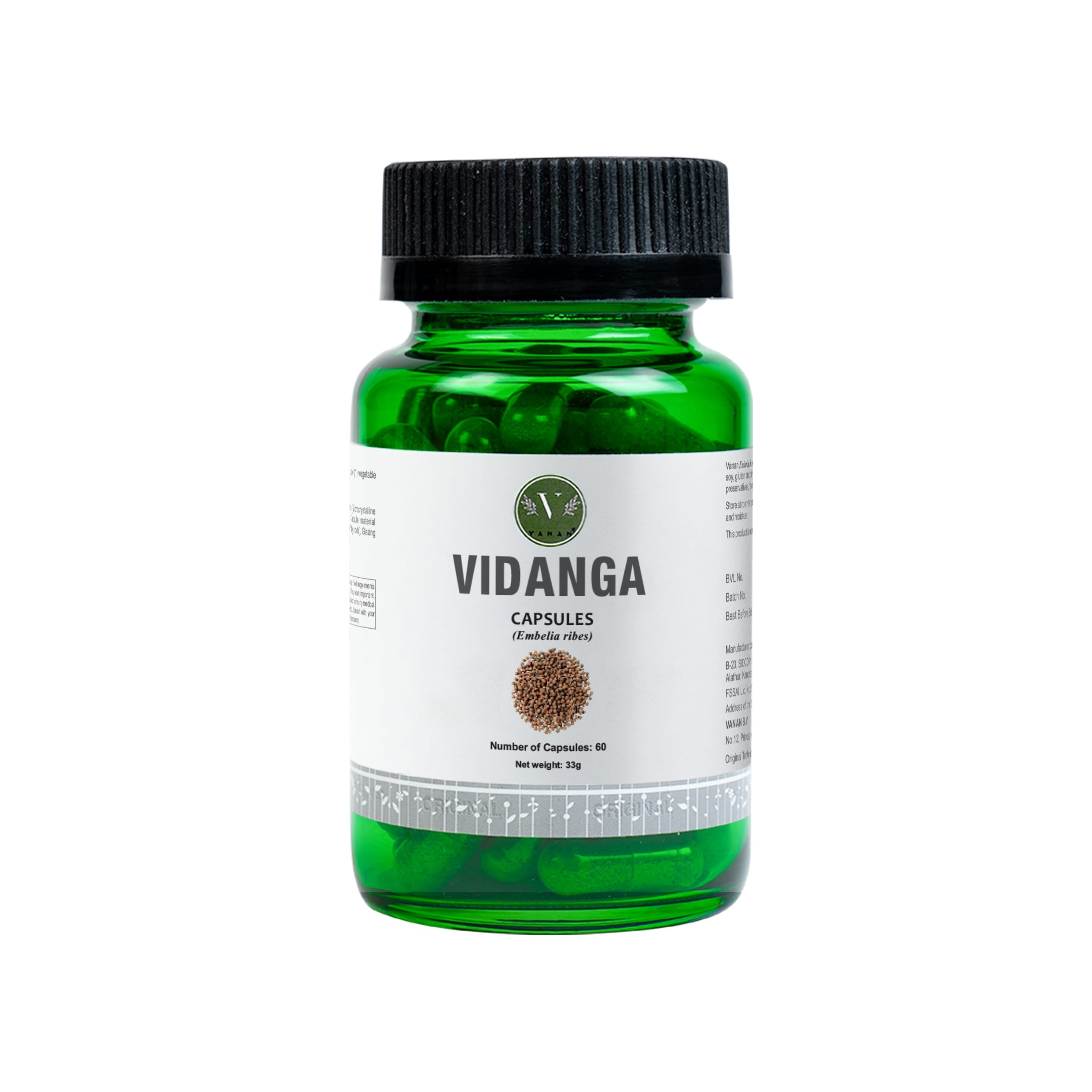 Vidanga Capsules | Digestive Support & Natural Detox | 60 Capsules | Vanan Herbal 