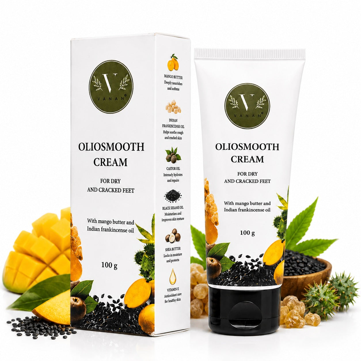 Oliosmooth Foot Cream | Foot Cream for Dry, Cracked Heels | Vanan Herbal 