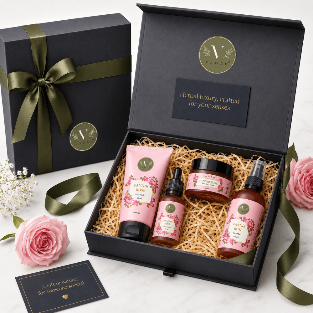 Pannir Rose Gift Box | Luxurious Skincare Collection | Vanan Herbal 
