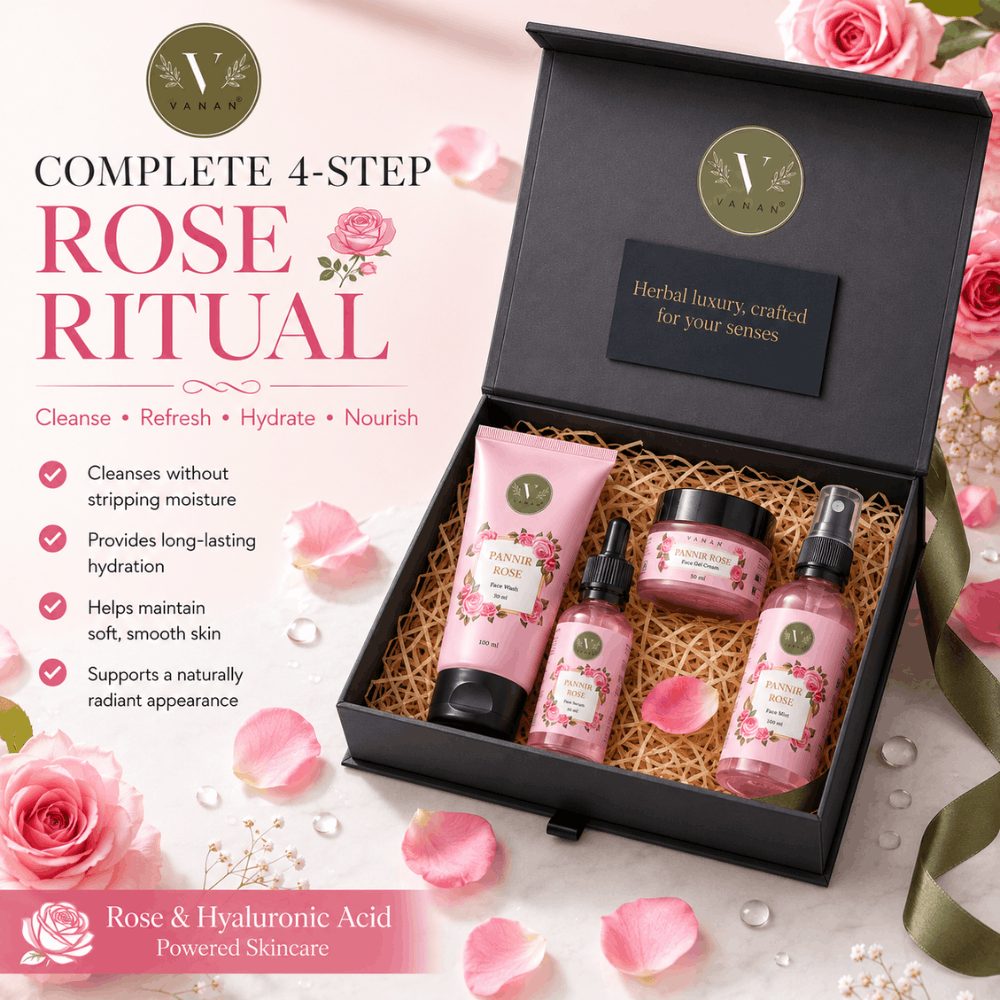 Pannir Rose Gift Box | Luxurious Skincare Collection | Vanan Herbal 