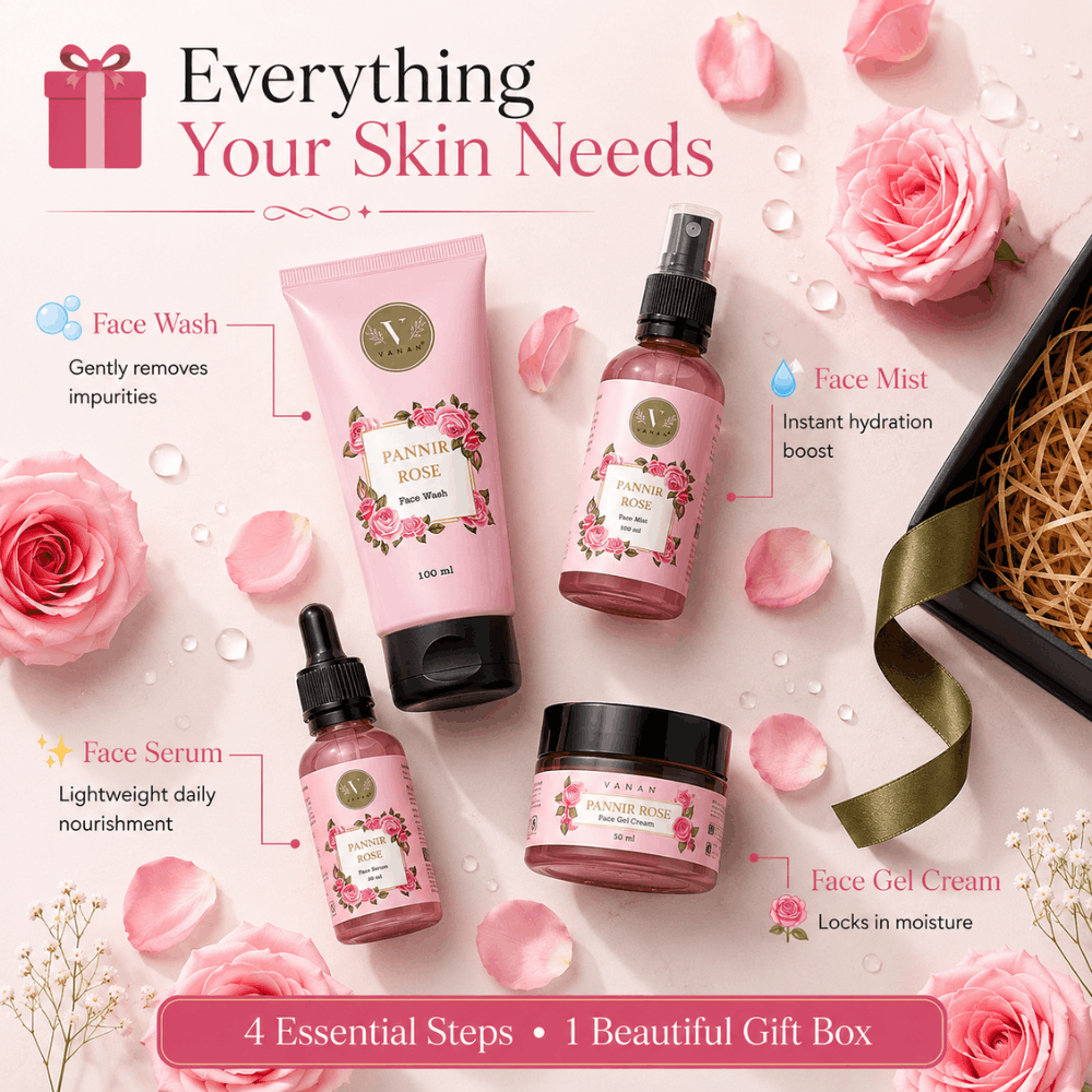 Pannir Rose Gift Box | Luxurious Skincare Collection | Vanan Herbal 