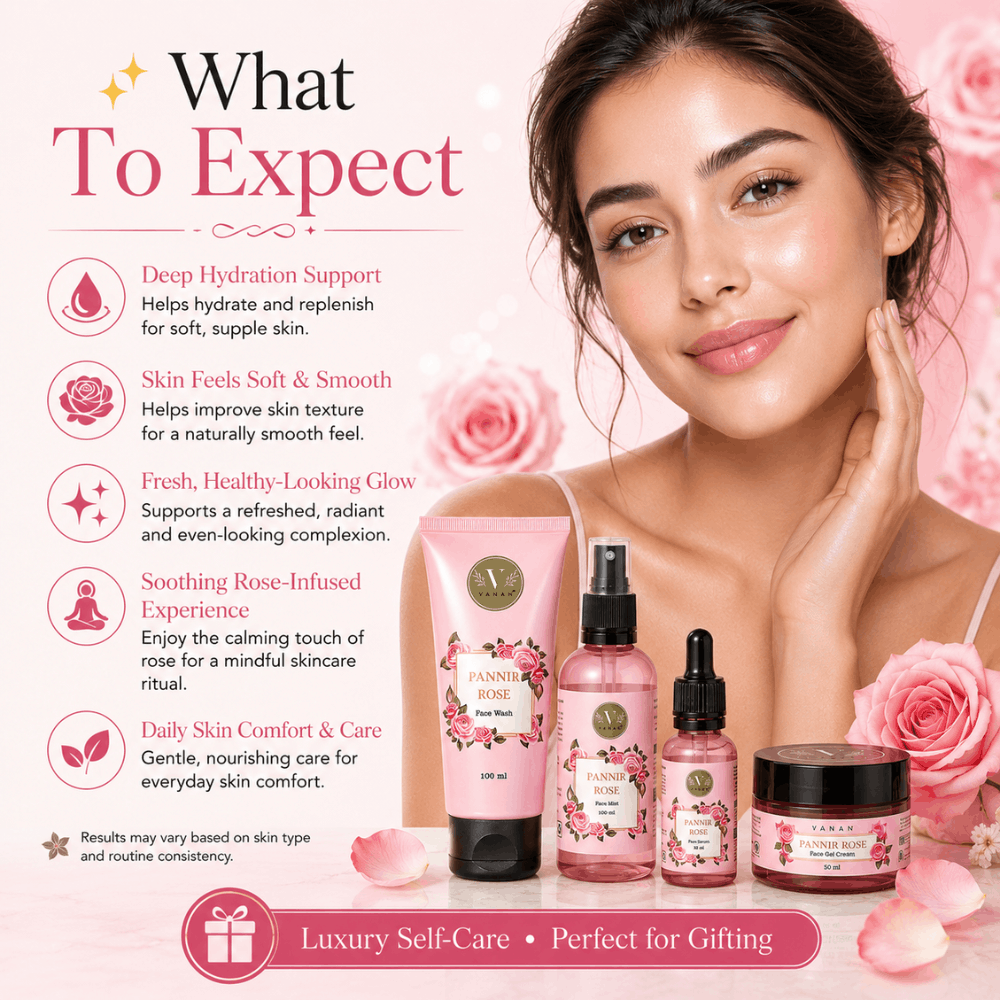 Pannir Rose Gift Box | Luxurious Skincare Collection | Vanan Herbal 