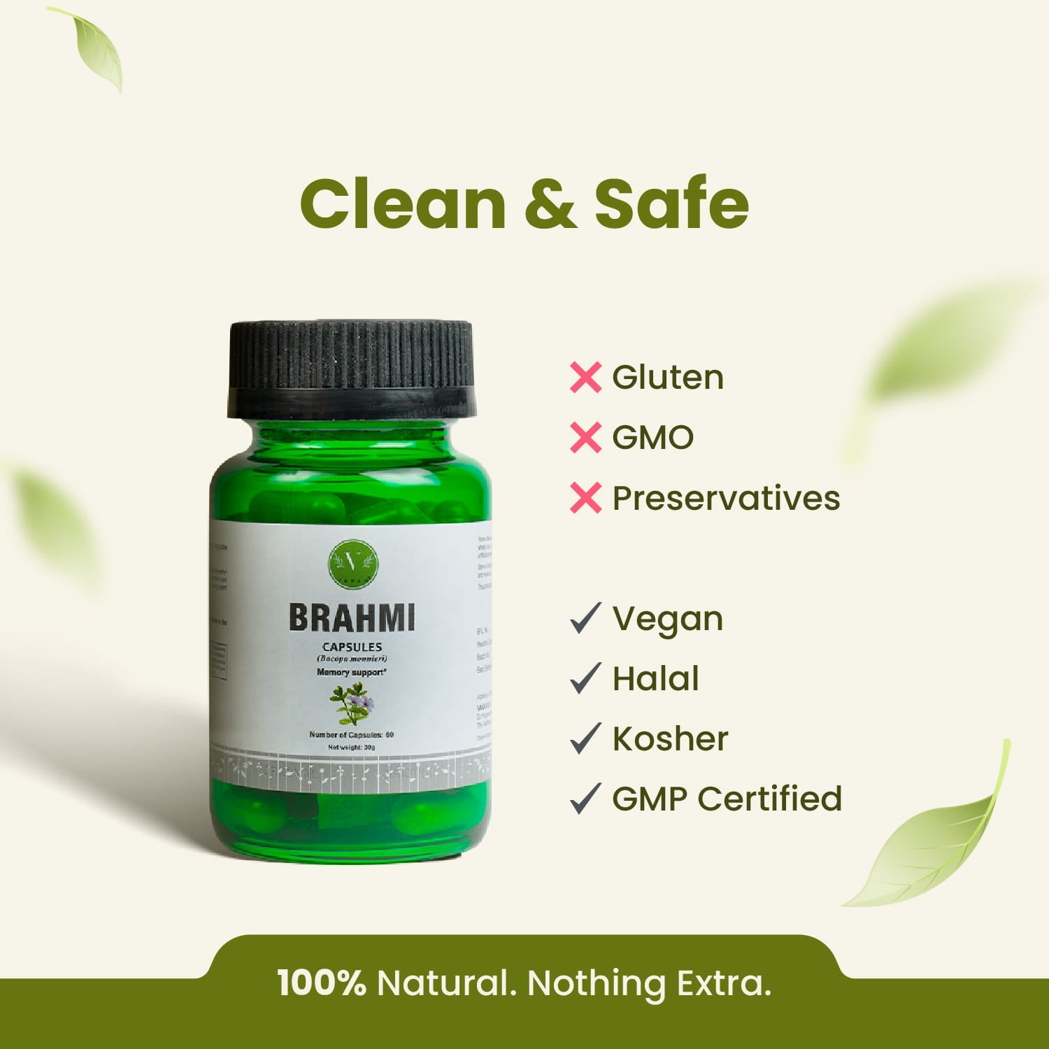 Brahmi Capsules | Memory, Focus & Mental Clarity | 60 Capsules | Vanan Herbal 